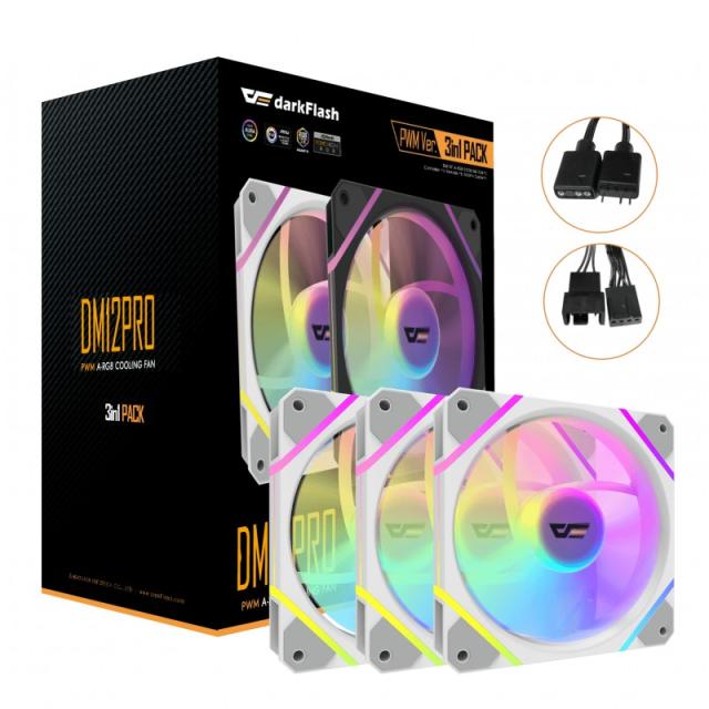 darkFlash - DF-DM12 PRO 3IN1-W-ES1 sistema de refrigeración para ordenador Carcasa del ordenador Refrigerador de aire 12 cm Blan