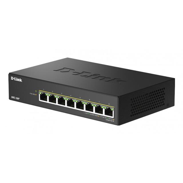 D-Link - DMS-108P/E switch No administrado 2.5G Ethernet (100/1000/2500) Energía sobre Ethernet (PoE) Negro