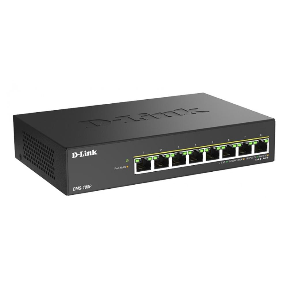 D-Link - DMS-108P/E switch No administrado 2.5G Ethernet (100/1000/2500) Energía sobre Ethernet (PoE) Negro