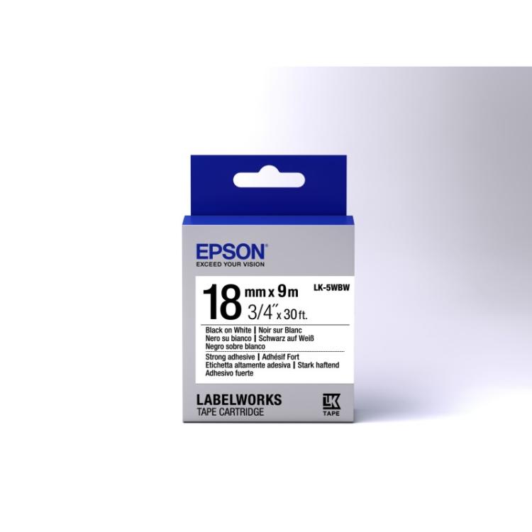 Epson - Cinta adhesiva resistente - LK-5WBW cinta adhesiva resistente negra/blanca 18/9