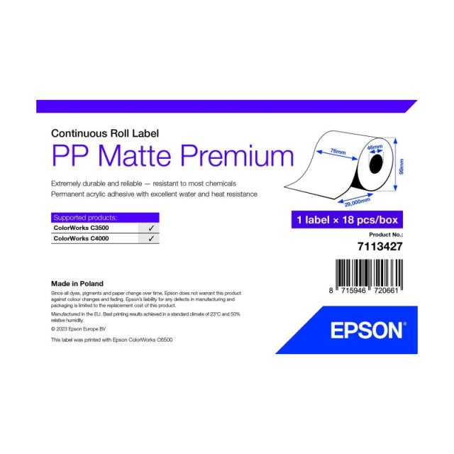 Epson - 7113427 etiqueta de impresora Blanco Etiqueta para impresora autoadhesiva