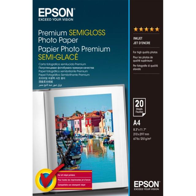 Epson - Premium Semi-Gloss Photo Paper - A4 - 20 hojas