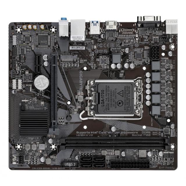 GIGABYTE - H610M H V2 Placa base - Compatible con procesadores Intel Core 14th CPUs, 4+1+1 Hybrid Digital VRM, up to 5600MHz DDR