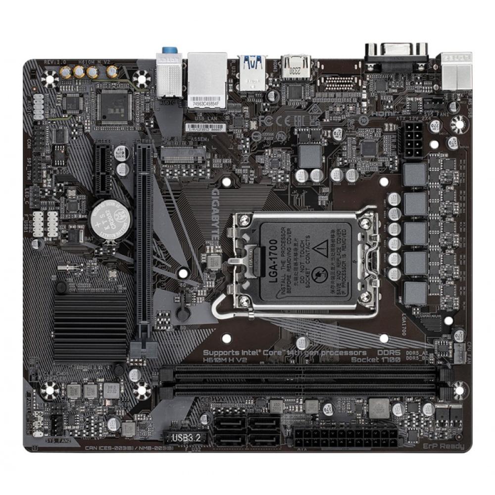 GIGABYTE - H610M H V2 Placa base - Compatible con procesadores Intel Core 14th CPUs, 4+1+1 Hybrid Digital VRM, up to 5600MHz DDR