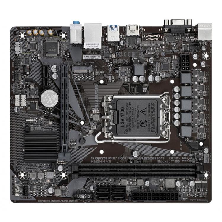 GIGABYTE - H610M H V2 Placa base - Compatible con procesadores Intel Core 14th CPUs, 4+1+1 Hybrid Digital VRM, up to 5600MHz DDR