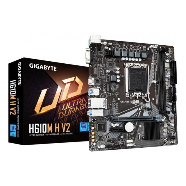 GIGABYTE - H610M H V2 Placa base - Compatible con procesadores Intel Core 14th CPUs, 4+1+1 Hybrid Digital VRM, up to 5600MHz DDR