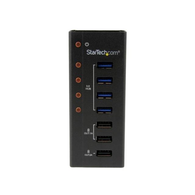 StarTech.com - Hub Concentrador USB 3.0 (5Gbps) de 4 Puertos y 3 Puertos de Carga USB ( 2x 1A y 1x 2A) - Ladrón con Carcasa de M