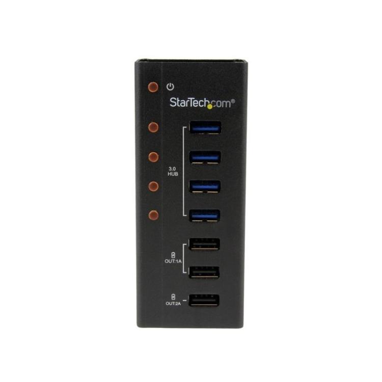 StarTech.com - Hub Concentrador USB 3.0 (5Gbps) de 4 Puertos y 3 Puertos de Carga USB ( 2x 1A y 1x 2A) - Ladrón con Carcasa de M