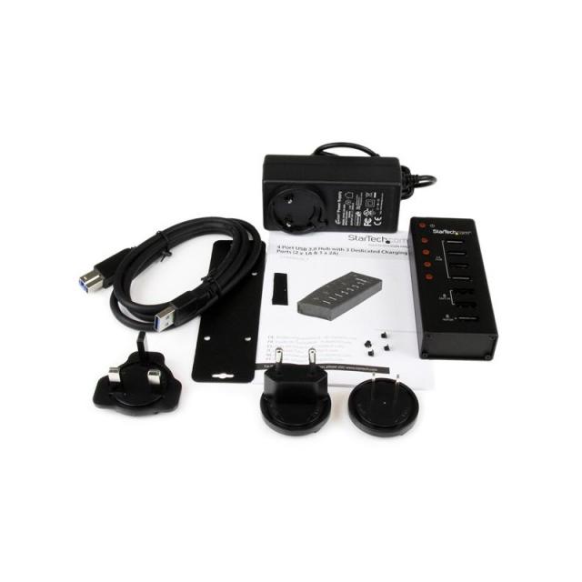 StarTech.com - Hub Concentrador USB 3.0 (5Gbps) de 4 Puertos y 3 Puertos de Carga USB ( 2x 1A y 1x 2A) - Ladrón con Carcasa de M