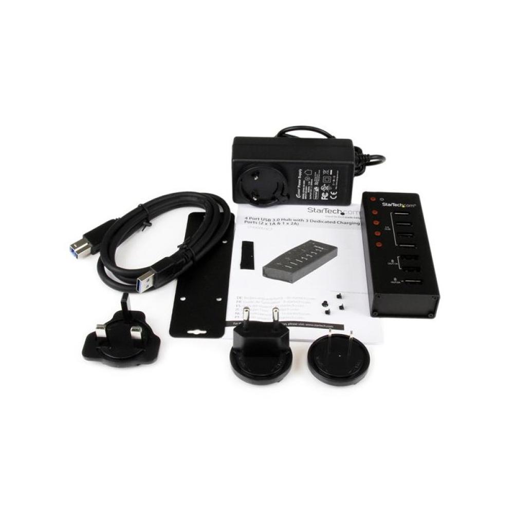 StarTech.com - Hub Concentrador USB 3.0 (5Gbps) de 4 Puertos y 3 Puertos de Carga USB ( 2x 1A y 1x 2A) - Ladrón con Carcasa de M