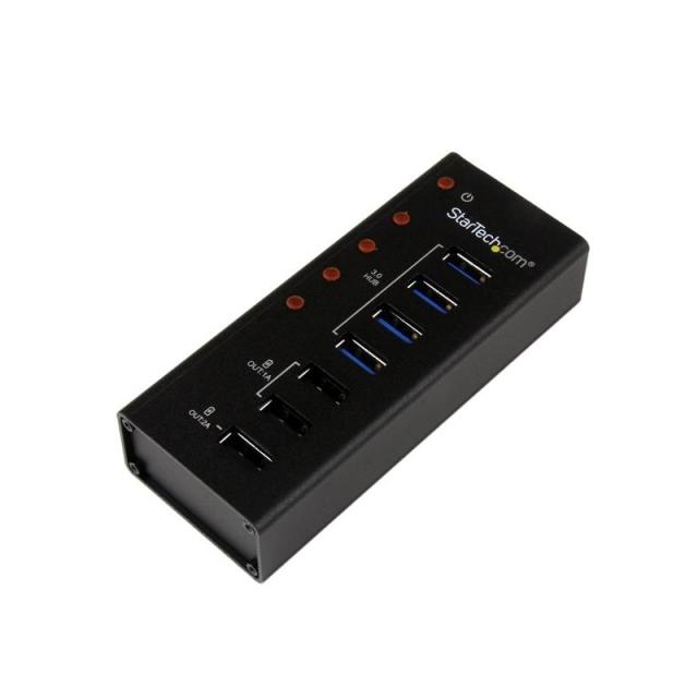 StarTech.com - Hub Concentrador USB 3.0 (5Gbps) de 4 Puertos y 3 Puertos de Carga USB ( 2x 1A y 1x 2A) - Ladrón con Carcasa de M