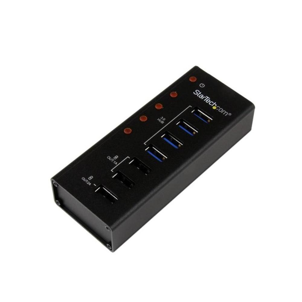 StarTech.com - Hub Concentrador USB 3.0 (5Gbps) de 4 Puertos y 3 Puertos de Carga USB ( 2x 1A y 1x 2A) - Ladrón con Carcasa de M