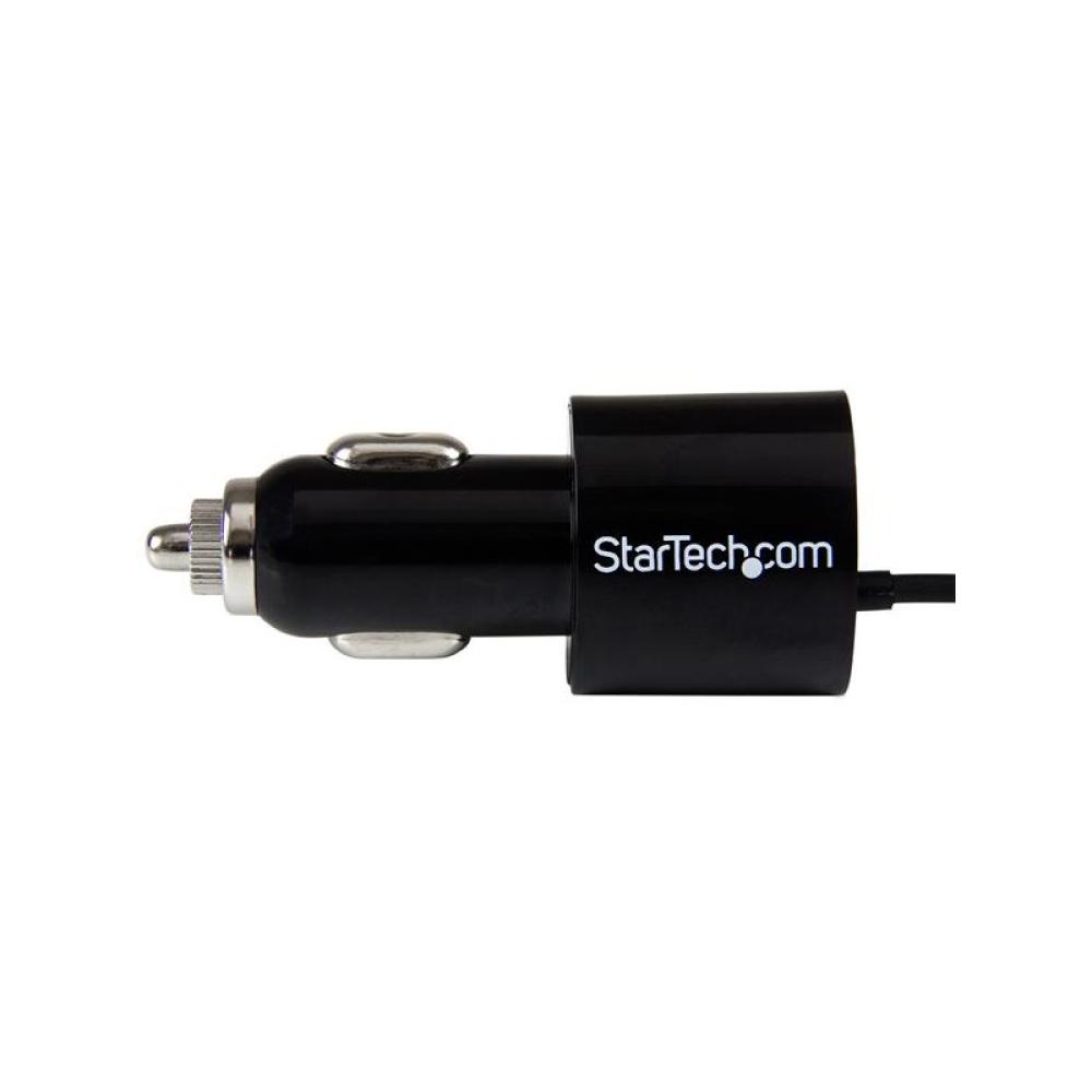 StarTech.com - Cargador USB de 2 Puertos para Coche con Cable Micro USB y puerto USB - Negro