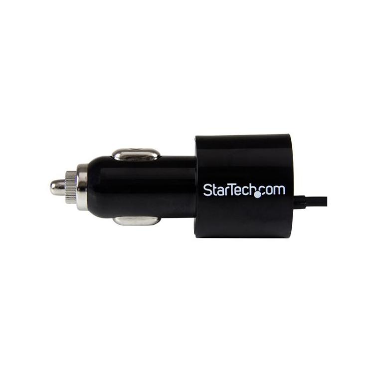 StarTech.com - Cargador USB de 2 Puertos para Coche con Cable Micro USB y puerto USB - Negro