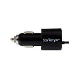 StarTech.com - Cargador USB de 2 Puertos para Coche con Cable Micro USB y puerto USB - Negro