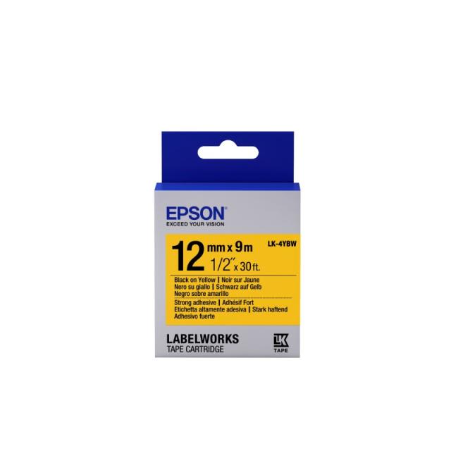 Epson - Cinta adhesiva resistente - LK-4YBW cinta adhesiva resistente negra/amarilla 12/9
