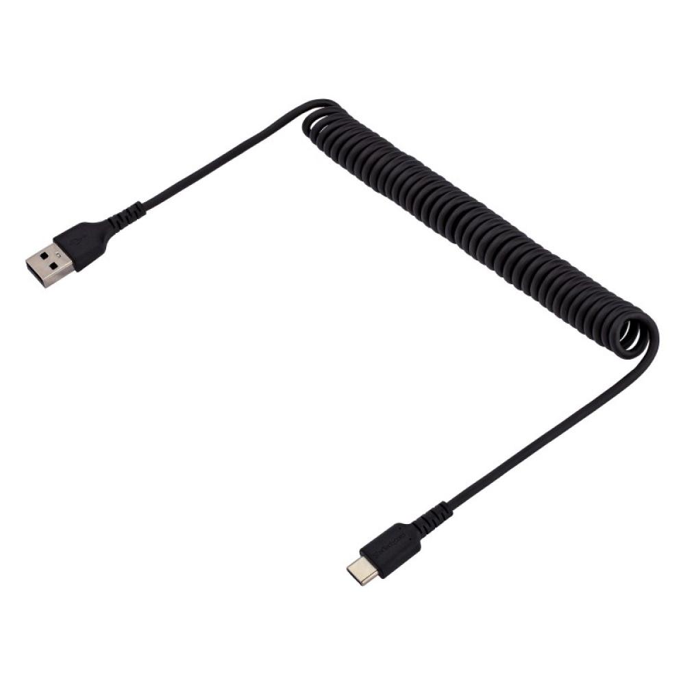 StarTech.com - Cable de 1m de Carga USB A a USB C, Cable USB Tipo C Rizado de Carga Rápida y Servicio Pesado, Cable USB 2.0 A a