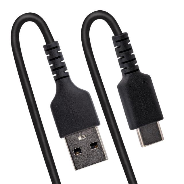 StarTech.com - Cable de 1m de Carga USB A a USB C, Cable USB Tipo C Rizado de Carga Rápida y Servicio Pesado, Cable USB 2.0 A a