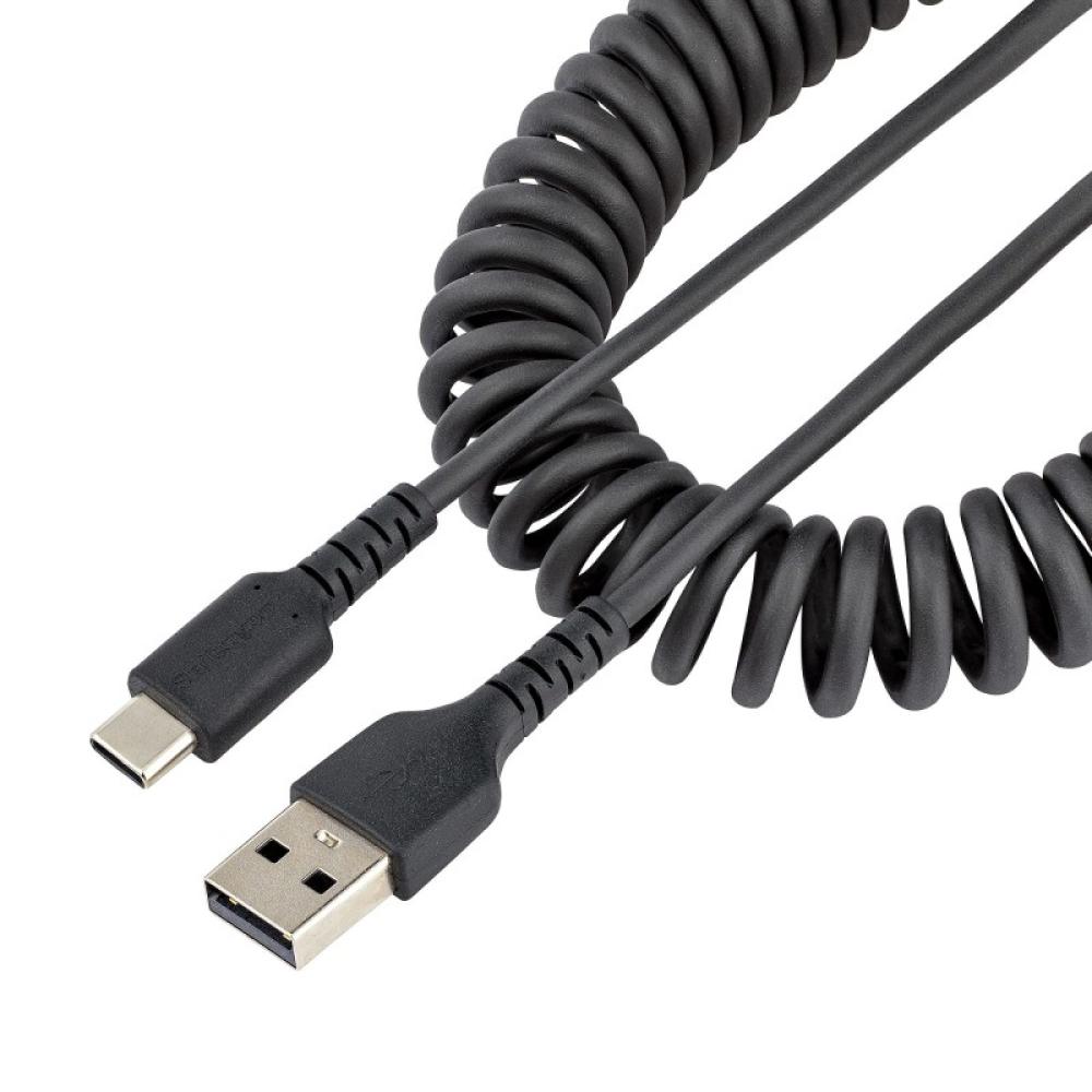 StarTech.com - Cable de 1m de Carga USB A a USB C, Cable USB Tipo C Rizado de Carga Rápida y Servicio Pesado, Cable USB 2.0 A a