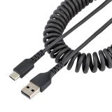 StarTech.com - Cable de 1m de Carga USB A a USB C, Cable USB Tipo C Rizado de Carga Rápida y Servicio Pesado, Cable USB 2.0 A a