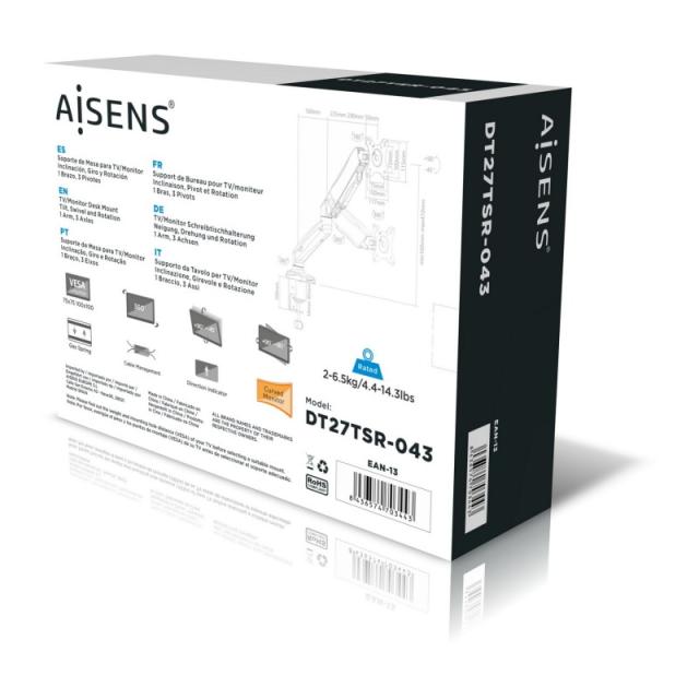 AISENS - DT27TSR-043 soporte para monitor 81,3 cm (32") Negro Escritorio