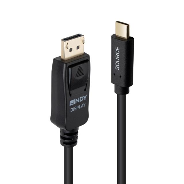 Lindy - 43501 adaptador de cable de vídeo 2 m USB Tipo C DisplayPort Negro
