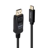 Lindy - 43502 adaptador de cable de vídeo 3 m USB Tipo C DisplayPort Negro