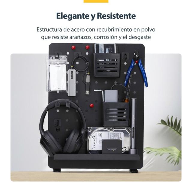 StarTech.com - Tablero Perforado de Sobremesa con Abrazadera - Panel Perforado Metalico - Organizador de Acero con Accesorios pa
