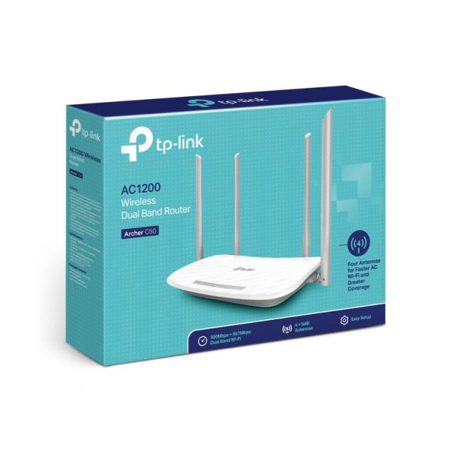 TP-Link - Archer C50 router inalámbrico Ethernet rápido Doble banda (2,4 GHz / 5 GHz) Negro
