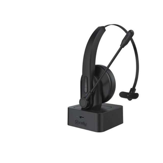 Celly - SWHEADSETMONO Auriculares Inalámbrico Diadema Oficina/Centro de llamadas Bluetooth Base de carga Negro