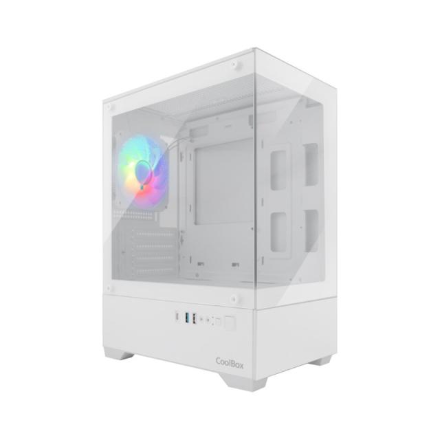 CoolBox - Gaming Caja MATX GM200 Vision Lite Blanca USB-C 3.2 Gen1 Sin Fte + 1 Vent. ARGB