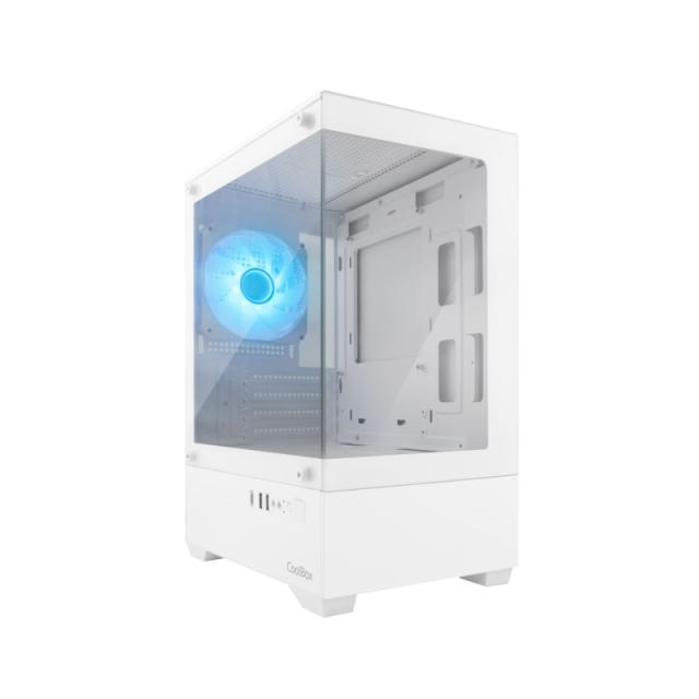 CoolBox - Gaming Caja MATX GM200 Vision Lite Blanca USB-C 3.2 Gen1 Sin Fte + 1 Vent. ARGB
