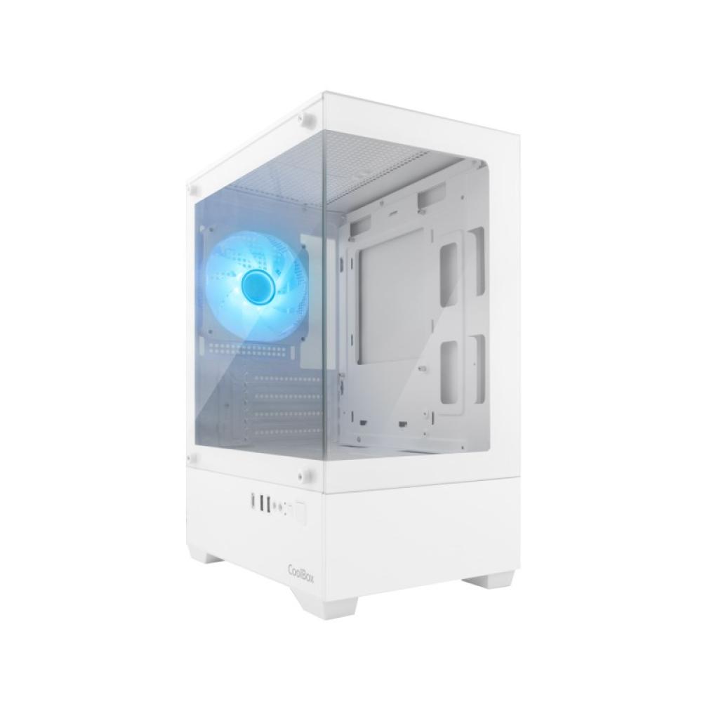 CoolBox - Gaming Caja MATX GM200 Vision Lite Blanca USB-C 3.2 Gen1 Sin Fte + 1 Vent. ARGB