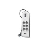 Belkin - BSV604VF2M-V2 limitador de tensión Gris, Blanco 6 salidas AC