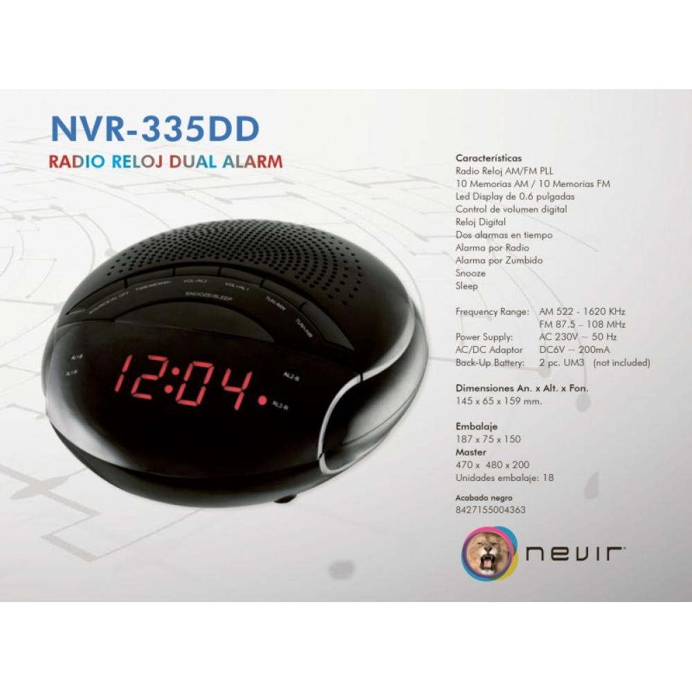 Nevir - NVR-335DD radio Reloj Digital Negro