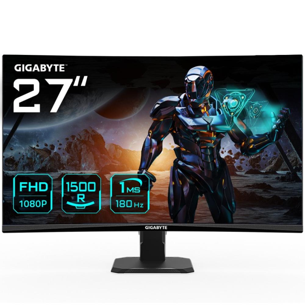 GIGABYTE - GS27FC Monitor gaming curvo 27" FHD - 1920 x 1080, 180Hz, 1ms, 250 cd/m², FreeSync Premium, HDR Ready, HDMI 2.0, Disp