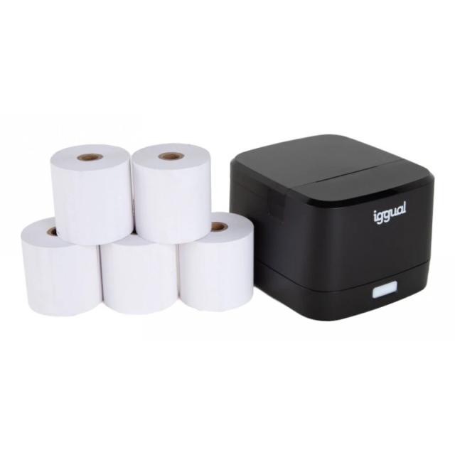 iggual - Kit impresora térmica TP EASY 58 + 5 rollos
