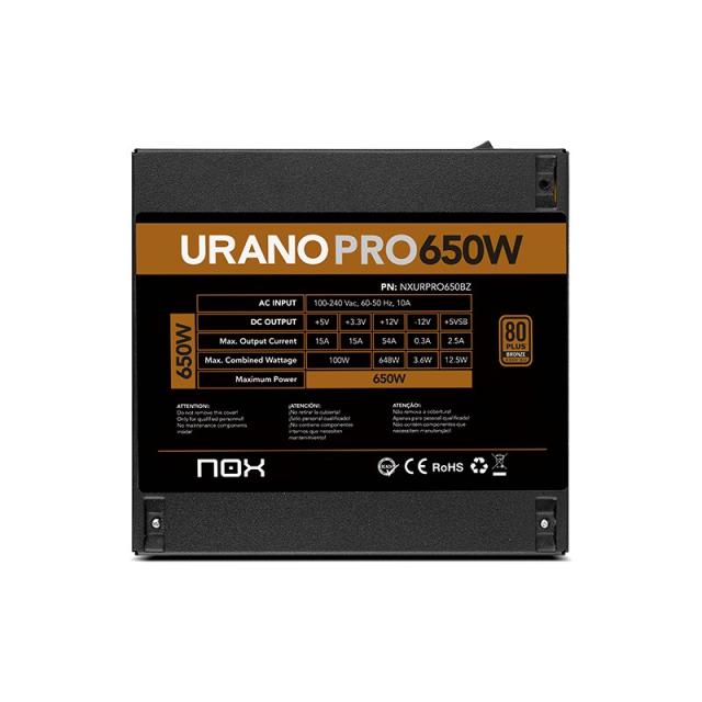 NOX - Urano PRO 650W Bronze unidad de fuente de alimentación ATX Negro
