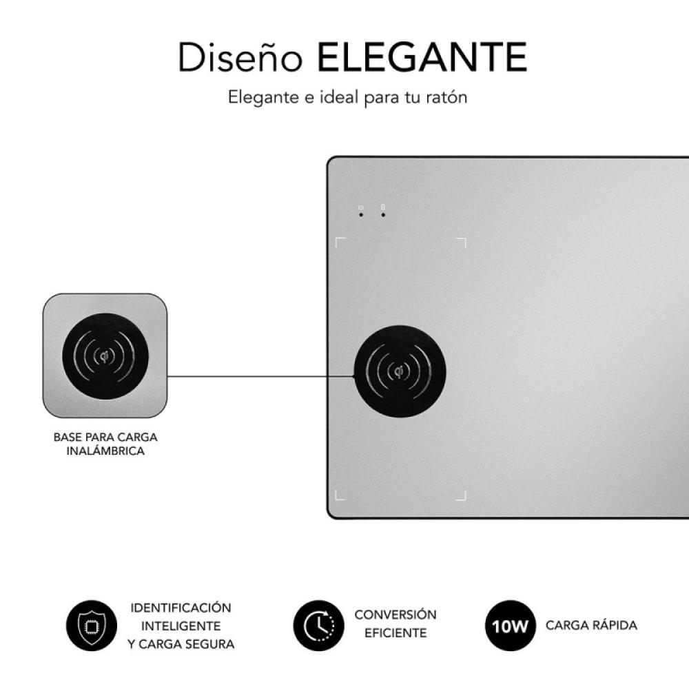 SUBBLIM - Alfombrilla con cargador Inalámbrico Mousepad Wireless Charger Aluminum Silver 10W