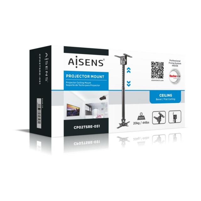 AISENS - CP02TSRE-051 montaje para projector Techo Negro