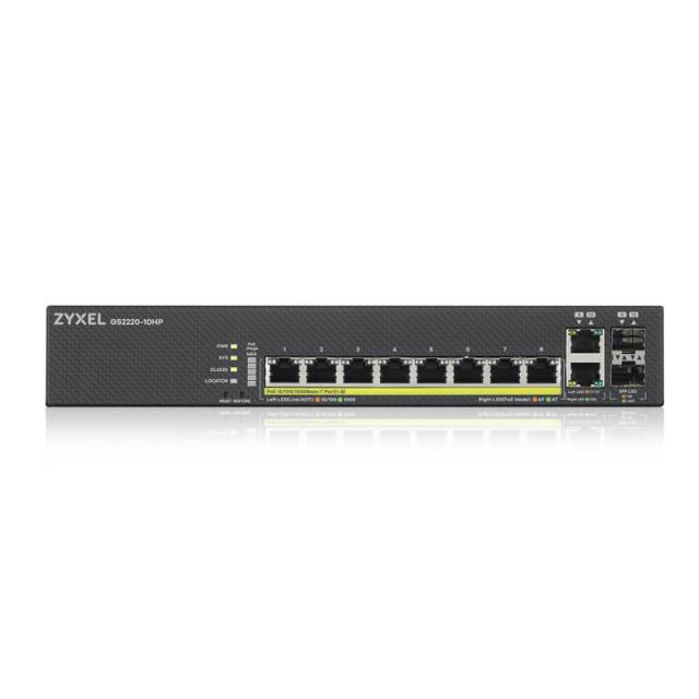 Zyxel - GS2220-10HP-EU0101F switch Gestionado L2 Gigabit Ethernet (10/100/1000) Energía sobre Ethernet (PoE) Negro
