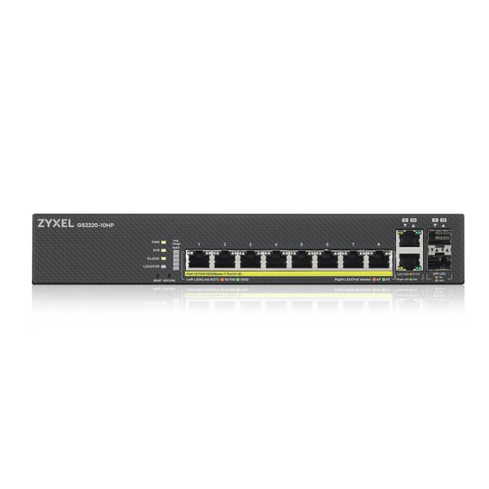 Zyxel - GS2220-10HP-EU0101F switch Gestionado L2 Gigabit Ethernet (10/100/1000) Energía sobre Ethernet (PoE) Negro