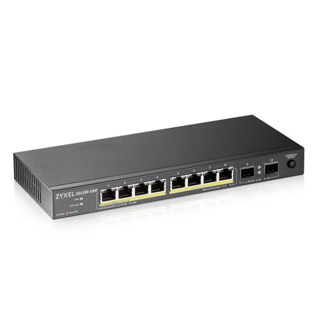 Zyxel - GS1100-10HP v2 No administrado Gigabit Ethernet (10/100/1000) Energía sobre Ethernet (PoE) Negro