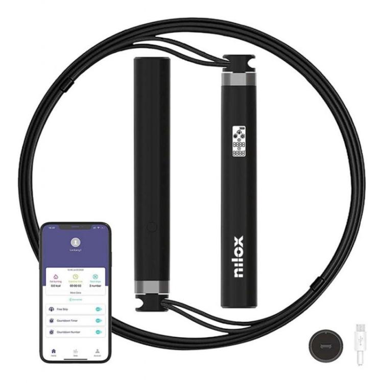 Nilox - NXSMARTROPE cuerda para saltar Negro Bluetooth