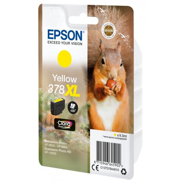 Epson - Squirrel Singlepack Yellow 378XL Claria Photo HD Ink - C13T37944020