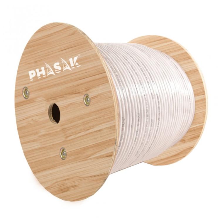Phasak - Bobina Cobre 100% Sólido S/FTP Certificada LSZH AWG23 Cat.6A 305 m cable de red - PHR 660