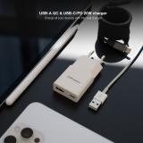 Nanocable - Cargador USB-C/PD 20W + USB-A/QC 20W, Blanco