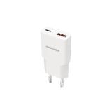Nanocable - Cargador USB-C/PD 20W + USB-A/QC 20W, Blanco