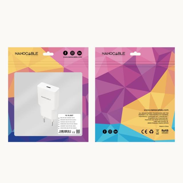 Nanocable - Cargador USB-C/PD 30W, Blanco