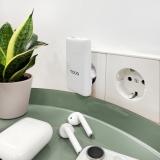 TooQ - Cargador de viaje Tipo C y Tipo A, GaN 65W, USB-C/PD + USB-A/QC, Blanco